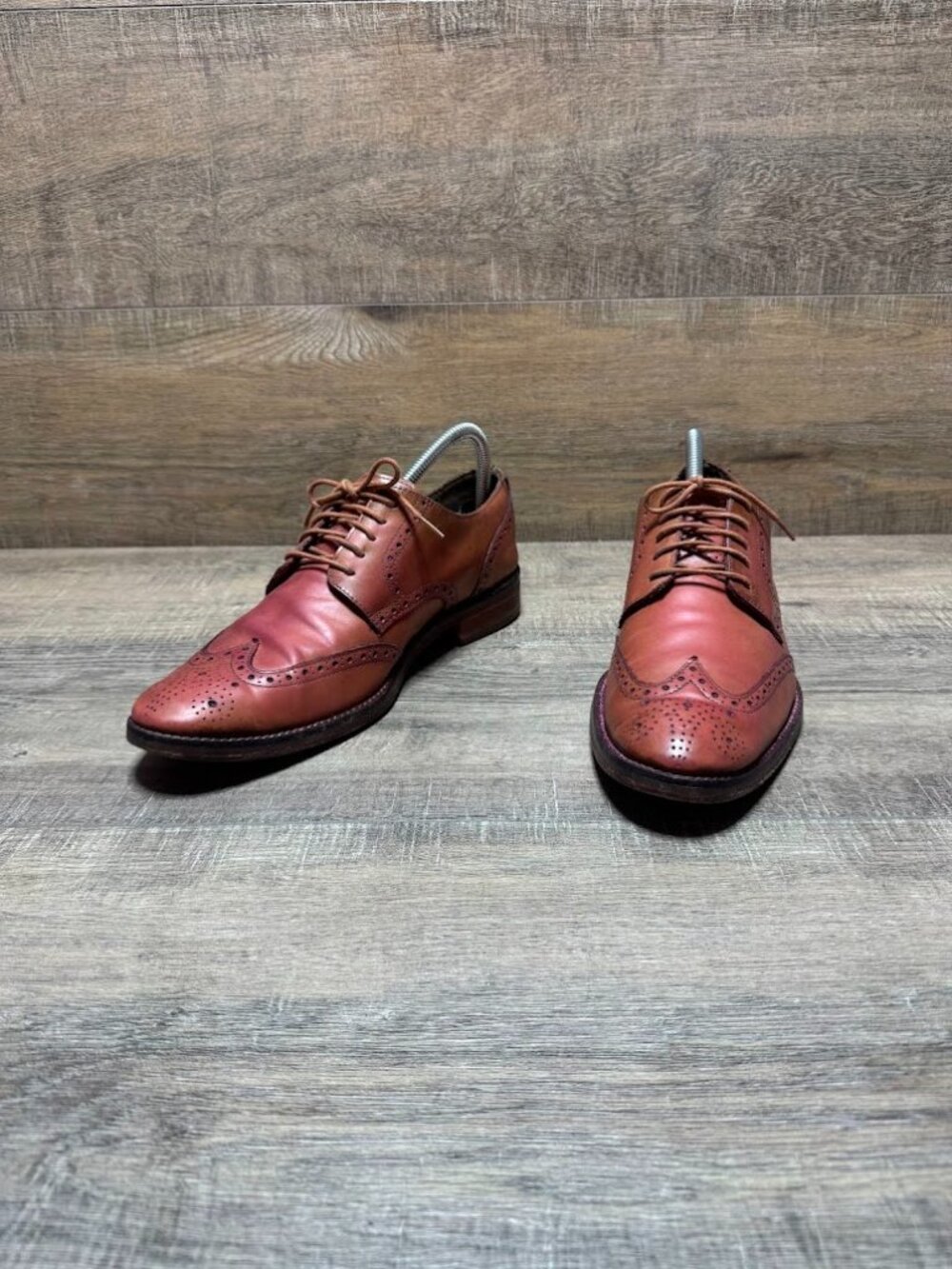 Cole Haan Grand.OS Chestnut Brown Leather Wingtip Oxford Shoes Men's Size 8